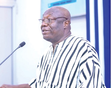 Dr Kwaku Afriyie, the Minister of Environment, Science, Technology and Innovation, answering questions during his turn at the meet-the-press series in Accra